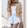 Women's Long Sleeve Open Front Knit Cropped Cardigan Sweaters Casual Drop Shoulder Short Shrugs Sweater Coats - 3 of 4