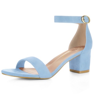 Allegra K Women's Open Toe Block Heel Adjustable Buckled Ankle Strap Sandals