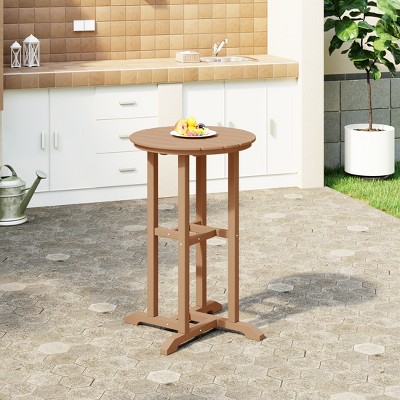 Teak Brown HDPE Outdoor Counter Height Bistro Table