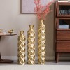 AENKYO Set of 3 Metal Tall Floor Vases, Gold Geometric Cylinder Vases with Vine Patterns -  for Living Room & Home Decor - 25"/29"/34" Height - 2 of 4