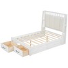 TIRAMISUBEST Full/Queen Size Wood Platform Bed with Upholstered Headboard and 2 Storage Drawers, Modern Bed Frame with Slats Support - 4 of 4