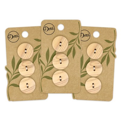 Dritz 20mm Sustainable Wood Round Buttons Beige: Sewing Fasteners, Button Extender, 9 Pieces