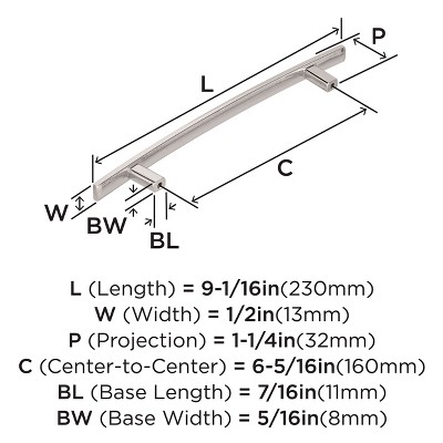Polished Nickel 6-5/16 Inches Modern Bar Pull with Mounting Hardware