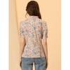 INSPIRE CHIC Women's Peter Pan Collar Contrast Trim Puff Sleeve Peasant Floral Shirt - 3 of 4