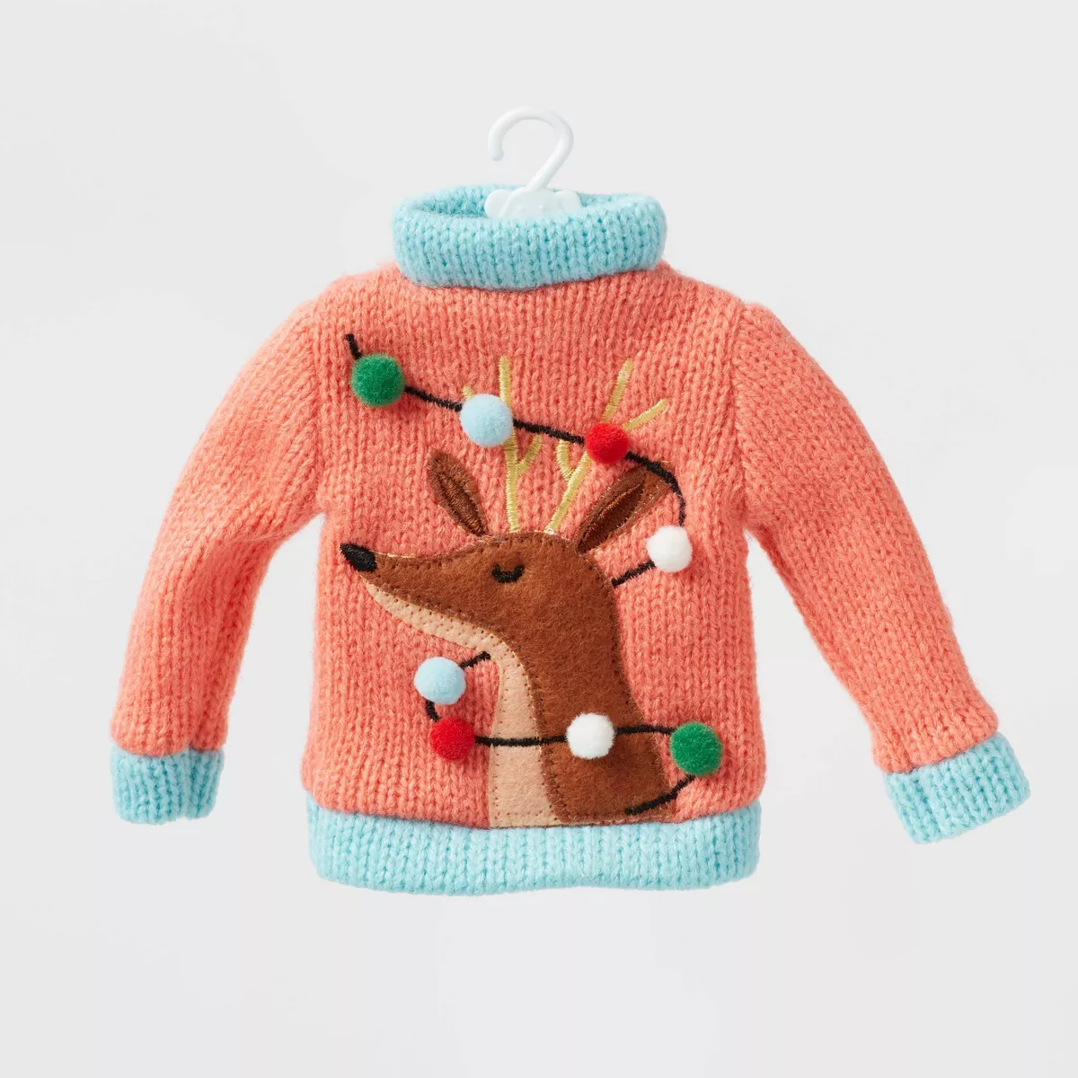 Knit Sweater with Reindeer Christmas Tree Ornament