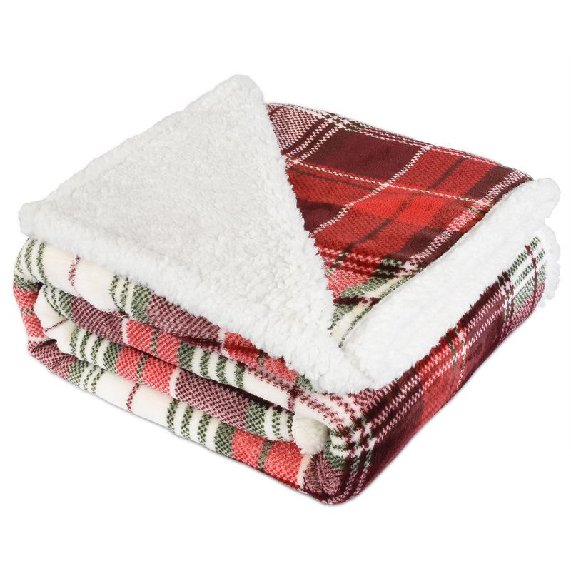 Catalonia Plaid Fleece Throw Blanket, Super Soft Warm Snuggle Christmas Holiday Throws for Couch Cabin Decro, Checkered, 50x60 inches, 2 of 7