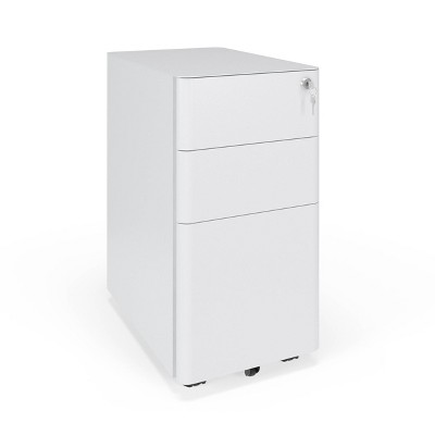 Slim Modern Mobile Metal Pedestal Filing Cabinet White - HON BASYX