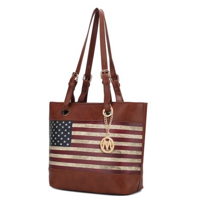 MKF Collection Vera Vegan Leather Patriotic Flag Pattern Women’s Tote Bag by Mia K