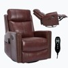 Genuine Leather Heat Massage Manual Recliner Chair with Rocker and Swivel - 2 of 4