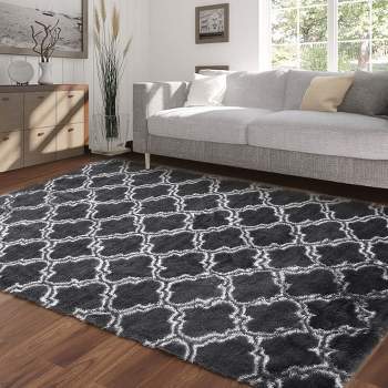 8x10 Shag Area Rug Fluffy Rug Moroccan Geometric Plush Carpet