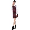 Allegra K Women's Contrast Peter Pan Collar Long Sleeve Above Knee Shift Plaid Dress - 4 of 4