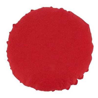 Red Felt Flower Shaped Throw Pillow
