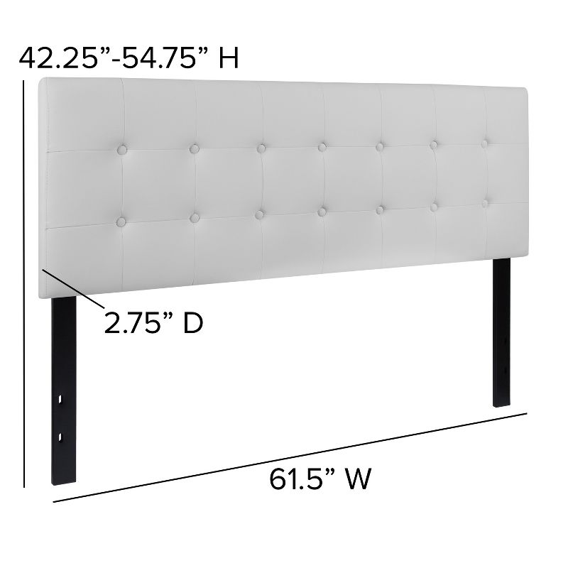 Flash Furniture Lennox Tufted Upholstered Queen Size Headboard in White Vinyl, 5 of 9
