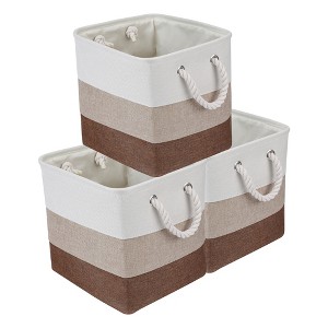 REGALWOVEN Cotton Collapsible With Handles Storage Open Storage Bins 3 Pcs - 1 of 4
