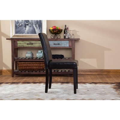 High-Back Black Faux Leather Parsons Side Chair
