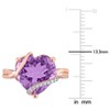 EVERLY JEWELRY | Rose Plated Sterling Silver 0.05 CT Diamond TW And 6 1/2 CT TGW Amethyst Heart Ring - 3 of 4