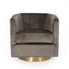 25.5'' Velvet Modern Glam Swivel Arm Chair with Tub Design, Channel Stitching and Metallic Base in Jewel-Tone Finish - 2 of 4