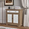 Vynxaria Rustic Vintage Accent Cabinet with Carved Floral Panels, Distressed Wood Sideboard with Drawer and Double Doors - 4 of 4