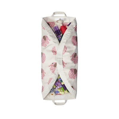 Pink Elephant Cotton Play Mat and Toy Storage Bag