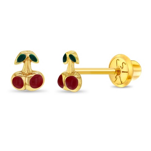 Girls' Lucky Cherries Screw Back 14k Gold Earrings - In Season Jewelry :  Target