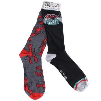 HYP Friends Lobster & Central Perk Adult Novelty Crew Socks | 2 Pairs  | Size 6-12