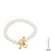 Steeltime Ladies freshewater pearl and stainless steel heart charm stretch bracelet. Color Options: Silver, Gold - 3 of 4