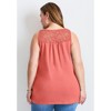 Avenue Women's Plus Size Lace Yoke Detail Tank - 3 of 4