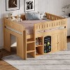 Full Size Loft Bed with Storage Cabinet & Chalkboard Panel, Kids/Teens Bedroom Bed Frame - ModernLuxe - 3 of 4