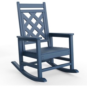 Outdoor Adirondack Rocking Chair, All Weather Fire Pit Chair,Outdoor Lounger Rocking Fire Pit Chair for Patio, Garden, Backyard, Lawn Deck - 1 of 4