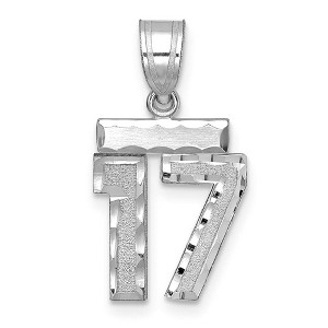 Black Bow Jewelry 14k White Gold, Varsity Collection, Small D/C Pendant, Number 17 - 1 of 3