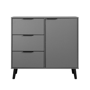 VYNXARIA Gray Wood Storage Cabinet: 3 - Drawer, Adjustable Shelf for Every Space - 1 of 4