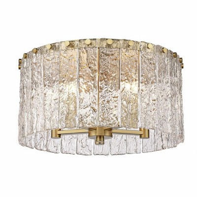 Modern Gold and Glass Textured Flush Mount Ceiling Light