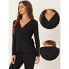 Allegra K Women's Elegant V-Neck Long Sleeves Tie Waist Knit Casual Wrap Peplum Blouse - 2 of 4