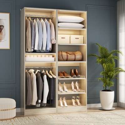 Aheaplus Closet System with Shoe Racks & Hanging Rods