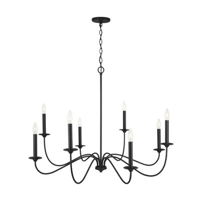 Elegant Black Iron 8-Light Taper Candle Chandelier