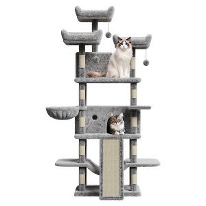 Cat Tree, Cat Furniture  Multi-Level Heavy Duty Cat Tower - Sisal Scratching Posts Plush Perches Hammock Condo Dangling Ball - 1 of 4