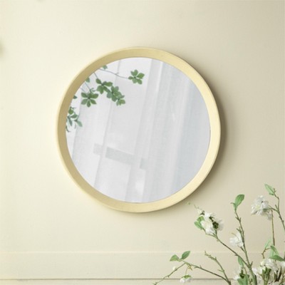 20" Circle Solid Wood Frame Mirror,Round Wooden Mirror,Decor Wall Mirrors For Living Room,Simplicity Design Room Mirrors-The Pop Home
