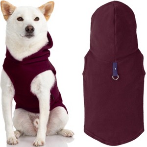 Gooby Fleece Vest Hoodie, Small Dog Pull Over Hooded Fleece Jacket with Leash Ring, Plum, Large - 1 of 1