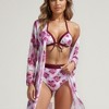 Anna-Kaci Swim Women's 3 Piece Floral Print Swimsuit Set with High Waist Bikini Bottoms Tie Front Top and Cover Up - 4 of 4