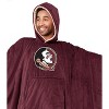 NCAA Florida State Seminoles Team Color Bloncho with Logo Patch and Faux Shearling Inside Throw Blanket - 2 of 3