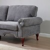 Modern Linen Chesterfield Sofa - 3-Seater with Tufted Backrest, Crystal Buttons , Copper Nailhead Trim, Solid Wood Legs - 4 of 4