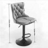 SKRAN Swivel Velvet Barstools Set of 2, Adjustable Seat Height Tufted Back Hand-Hammered Rivets Black Metal Leg For Home Pub & Kitchen Island - 3 of 4