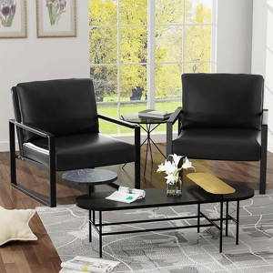 Hooseng Modern Accent Chair Set of 2, Armchairs with PU Leather Upholstery, Single Upholstered Sofa Chair, Ergonomic Lounge Living Room Chair for 2 - 1 of 4