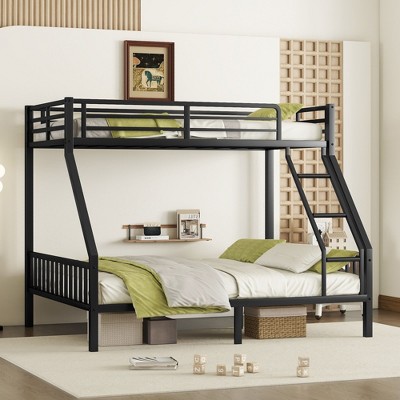 NicBex Full XL Over Queen Bunk Bed with Raised Guardrail,Loft Bed with Built-in Ladder,Modern Bunk Beds,Noise Reduced Bunk Beds for Bedroom