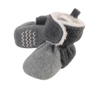 Hudson Baby Baby and Toddler Cozy Fleece and Faux Shearling Booties, Heather Charcoal Heather Gray - 1 of 1