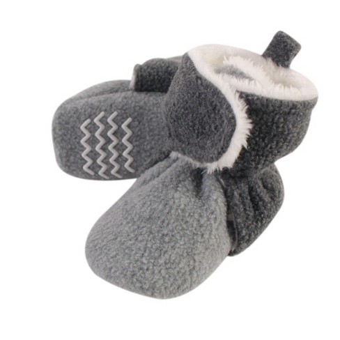 Hudson Baby Baby and Toddler Cozy Fleece and Faux Shearling Booties, Heather Charcoal Heather Gray - image 1 of 1