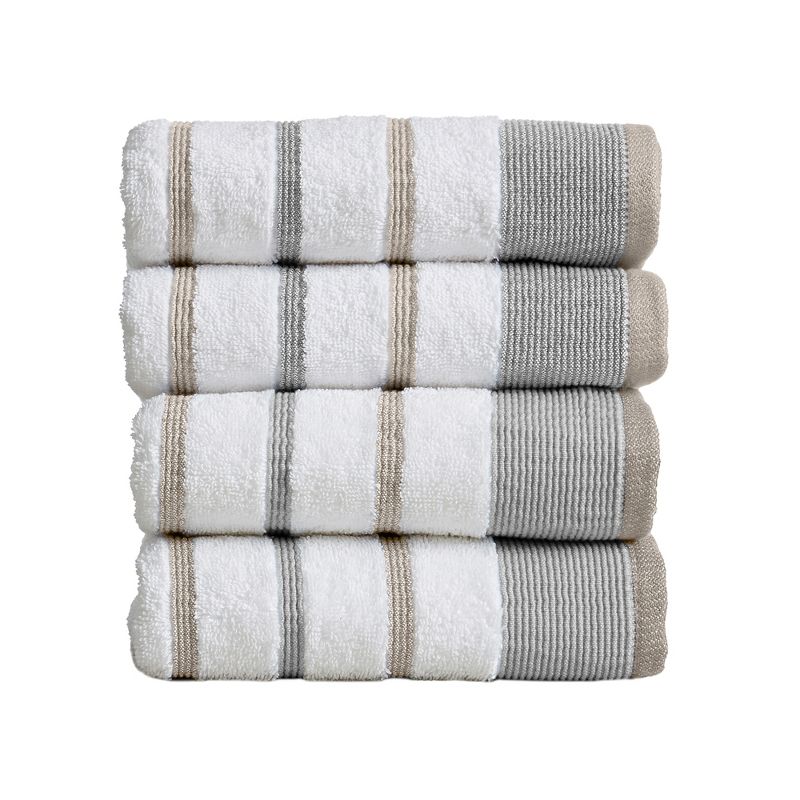 100% Cotton Quick-Dry Decorative Stripe Bath Towel Set, 1 of 9