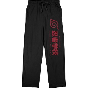 Naruto Shippuden Hidden Leaf Village in Kanji Men's Black Sleep Pants - 1 of 4