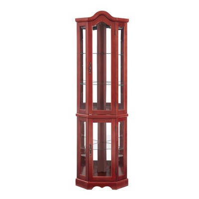 Curio Cabinet Lighted Glass Display Curio Cabinet,Tempered Glass Doors and Shelves