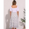 INSPIRE CHIC Women's Floral Elastic Waist Tiered Ruffle Boho Midi Skirts - 4 of 4